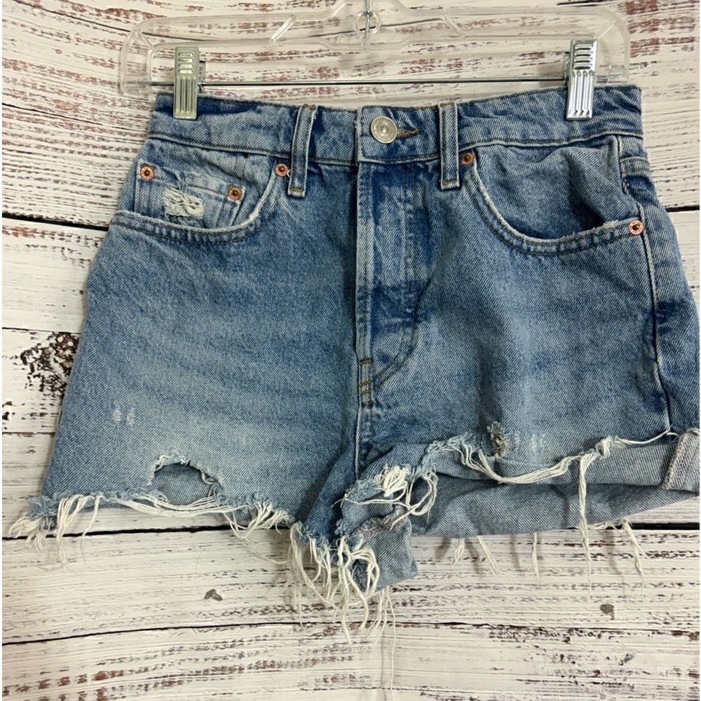 BDG shorts womens Sz 27 jeans summer cut out distress Blue Denim Ripped Western